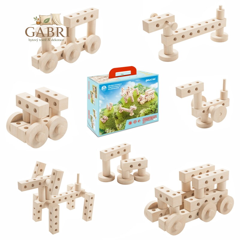 Walachia Dřevěná skládací stavebnice Construct mini 44 dílů