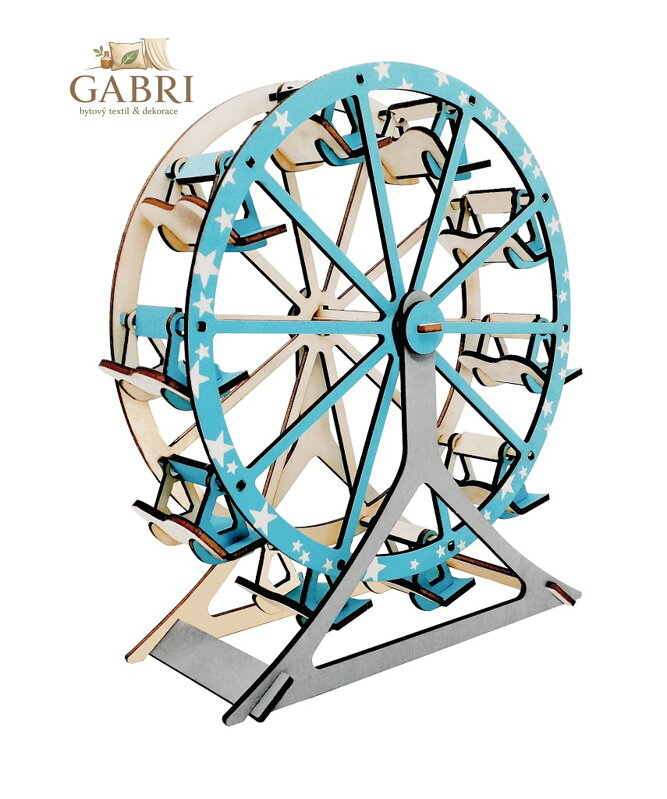 Woodcraft Dřevěné 3D puzzle Ruské kolo tyrkysové