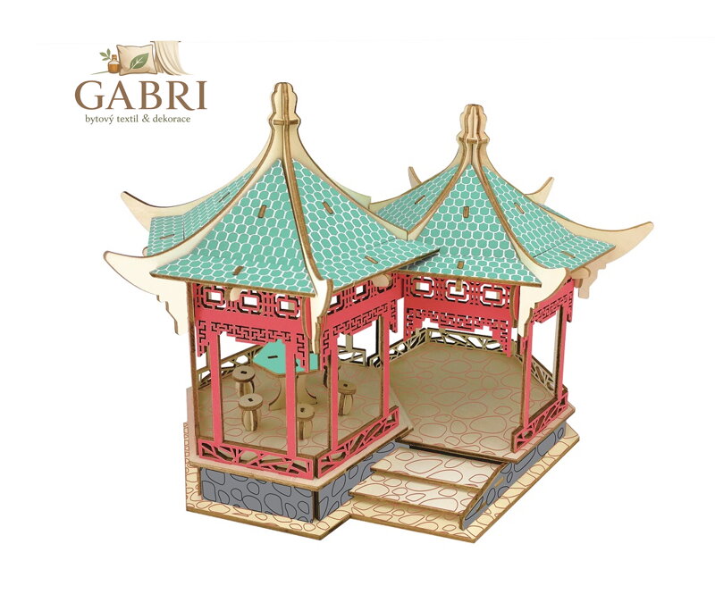 Woodcraft Dřevěné 3D puzzle slavné budovy Yueyang Tower v barvě