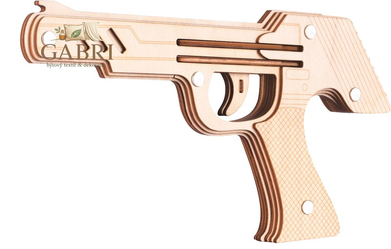 Woodcraft Dřevěné 3D puzzle Zbraň na gumičky