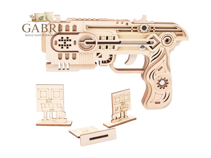 Woodcraft Dřevěné 3D puzzle Zbraň na gumičky Dragon Chaser