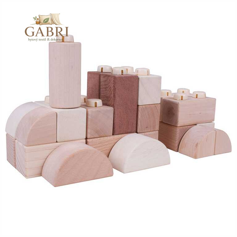 Bigjigs Baby Dřevěné Spojkostky - Natur set 100 kusů