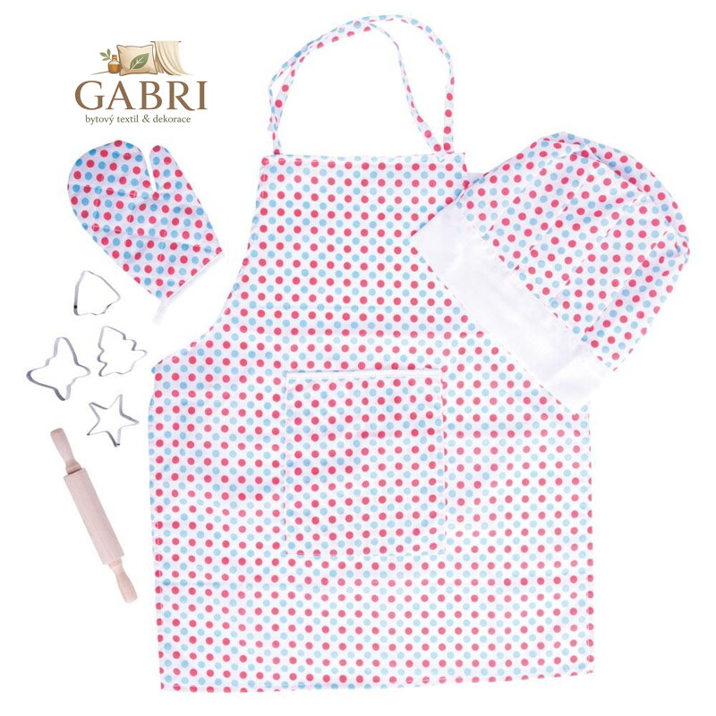 Bigjigs Toys Kuchařský set se zástěrou s puntíky