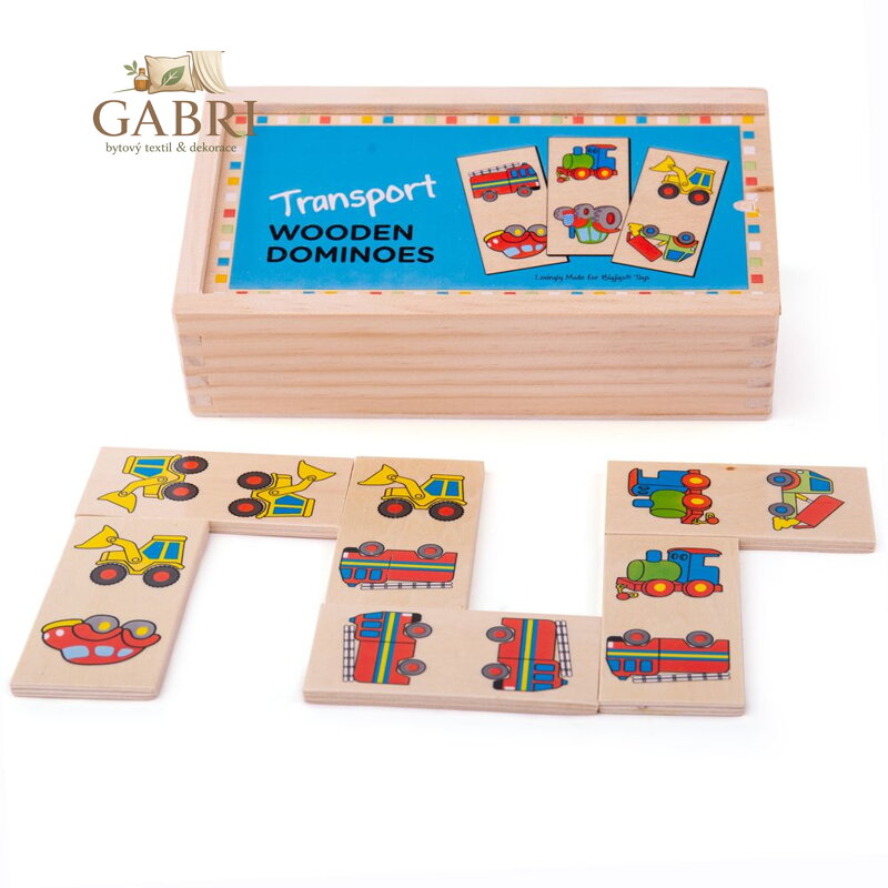 Bigjigs Toys Dřevěné domino dopravní prostředky