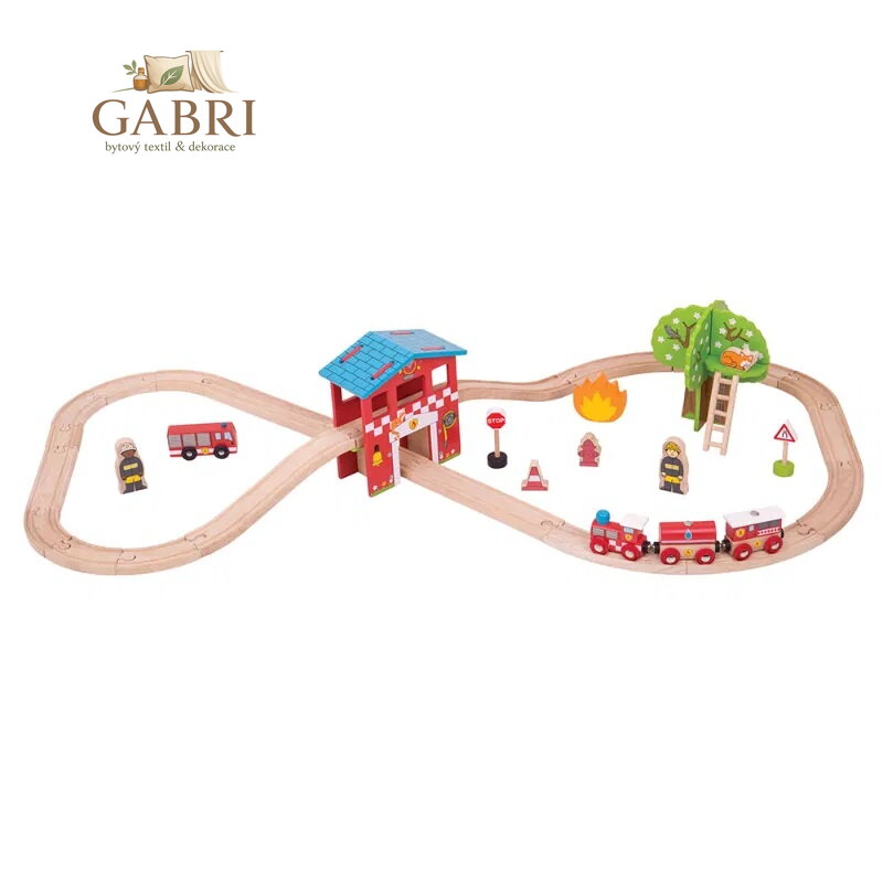 Bigjigs Rail Dřevěná vláčkodráha hasičská stanice