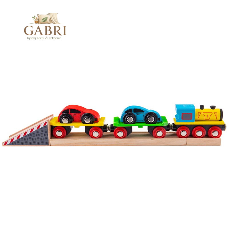 Bigjigs Rail Nákladní vlak s auty a kolejemi