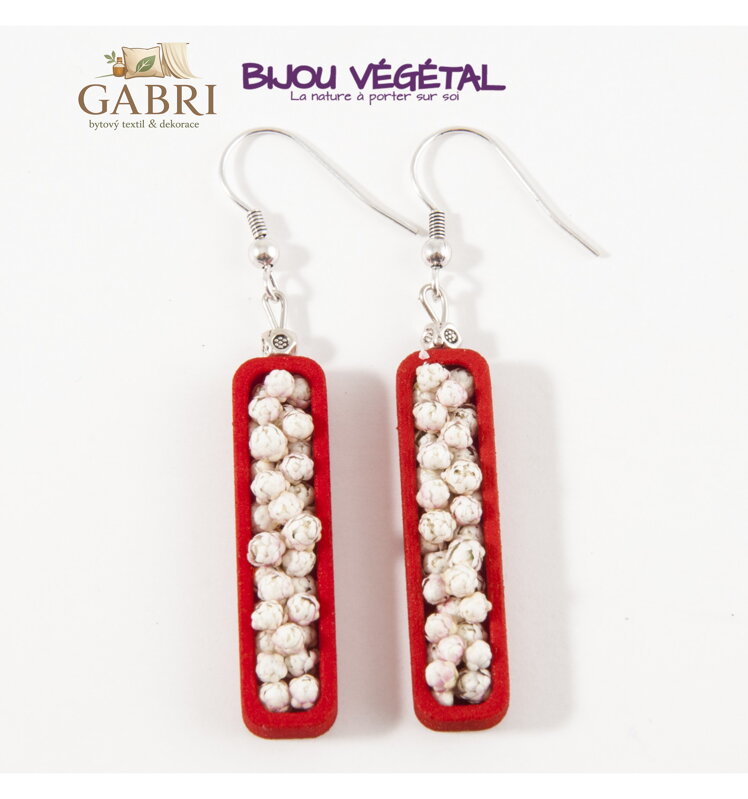 Živé šperky - Náušnice Jardiniere červené s trvalými bílými květy