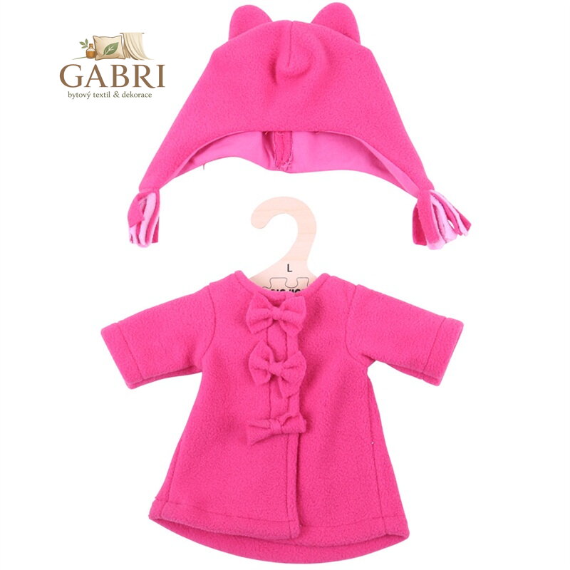 Bigjigs Toys Růžový kabátek s čepičkou pro panenku 38 cm