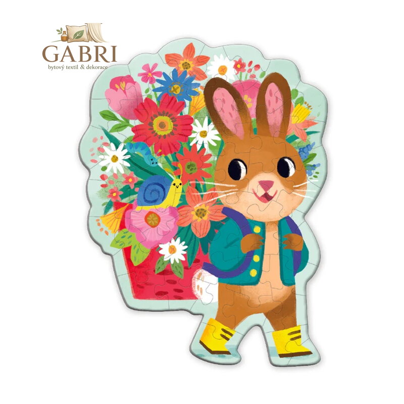 Mudpuppy Puzzle s blahopřáním Zajíček s kyticí