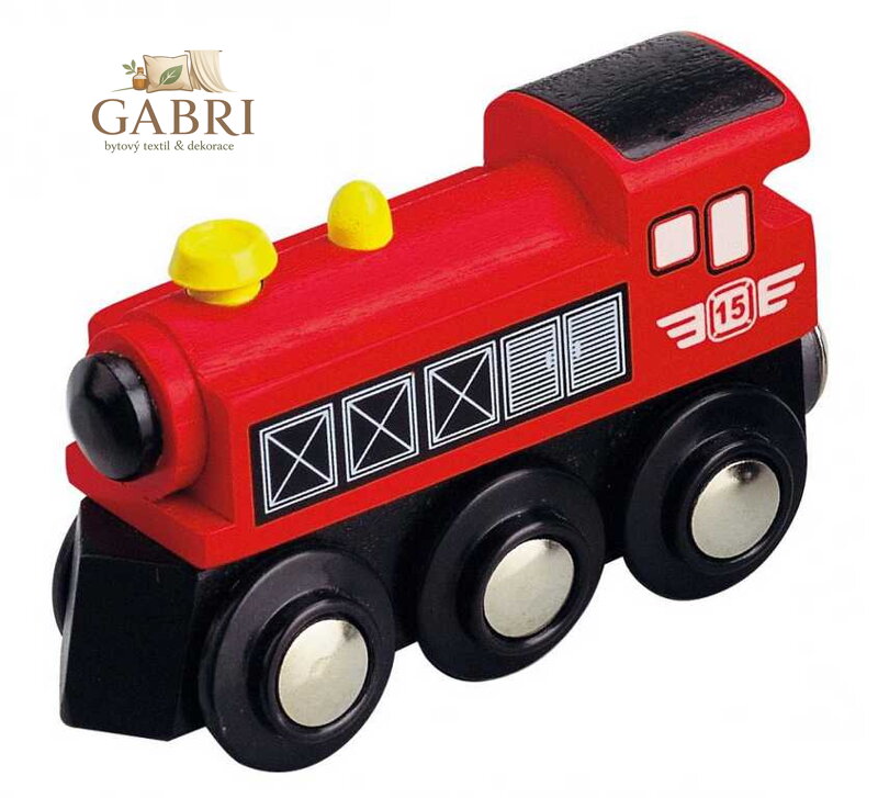 Maxim Dřevěná parní lokomotiva červená