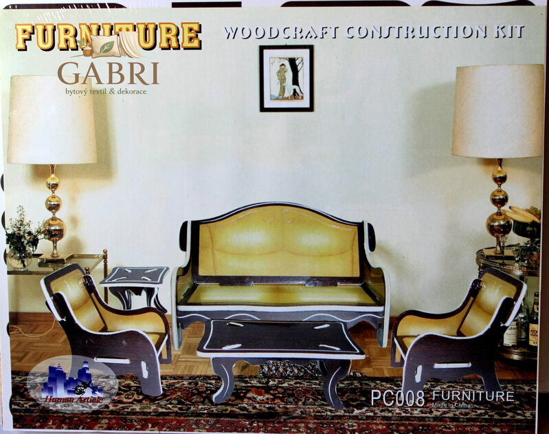 Woodcraft Dřevěné 3D puzzle obývací pokoj barevný