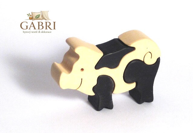 Fauna Dřevěné vkládací puzzle z masivu malé prasátko