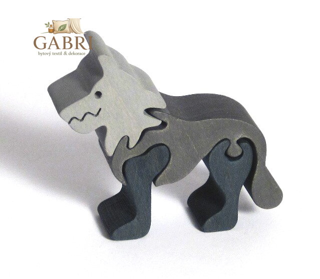 Fauna Dřevěné vkládací puzzle z masivu malý vlk