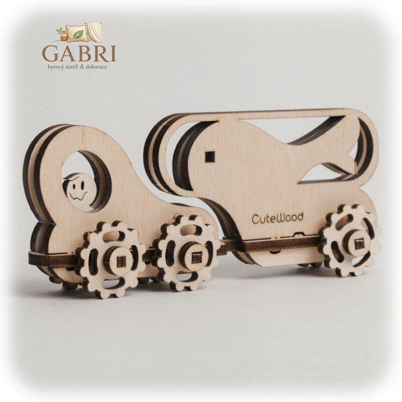 CuteWood Dřevěné 3D puzzle Rybí vůz