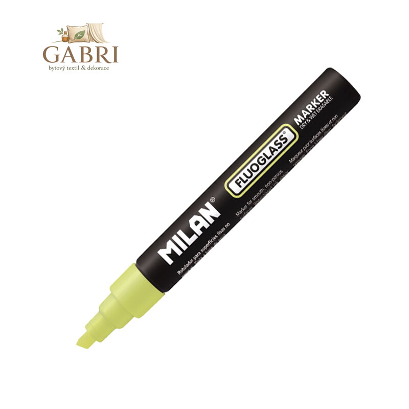 Popisovač Milan FLUOGLASS - žlutý na okna, sklo, tabule