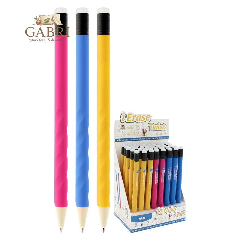 Pero gelové /gumovací M&G iErase Twist, hrot 0,7 mm - modrá náplň (mix /cena 1ks)