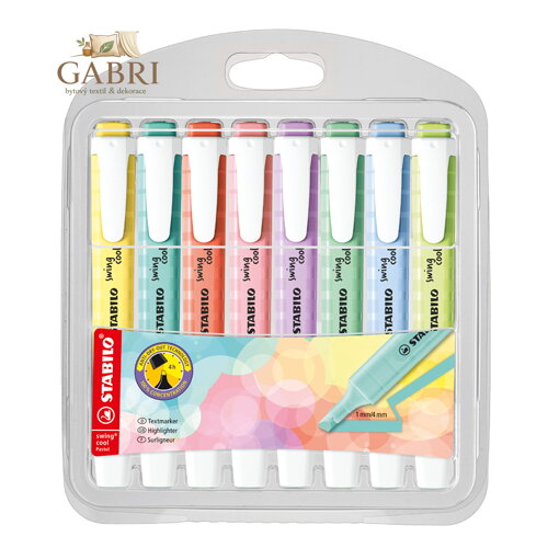 Zvýrazňovač - STABILO swing cool pastel - 8 ks balenie  - s 8 rôznymi farbami