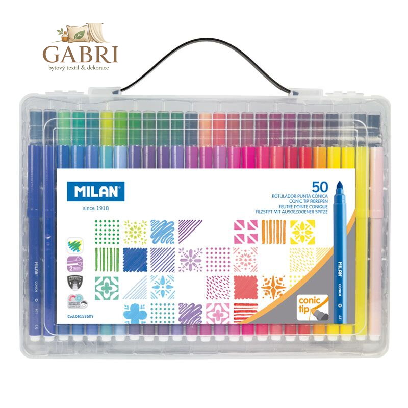 Fixy MILAN kulaté 0.5 mm MAXI - sada 50 ks kufřík