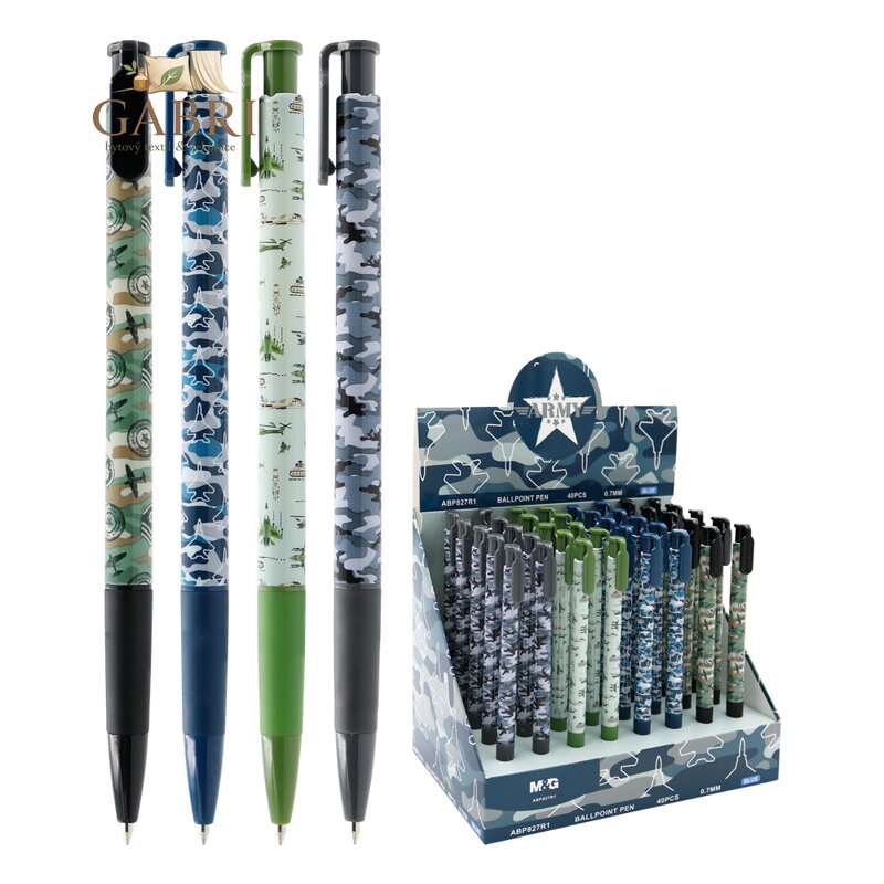 Kuličkové pero M&G Army 0,7 mm - modrá náplň (mix /cena 1ks)