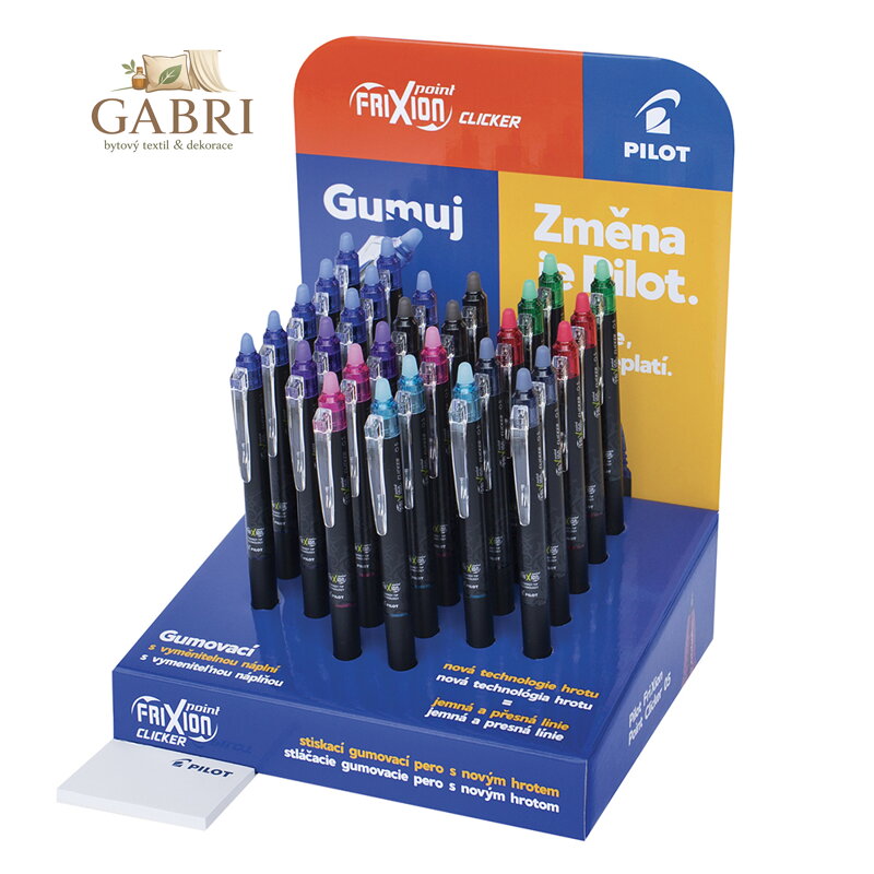 Roller gumovací PILOT FriXion Point Clicker 0,5 mm, stojan 30 ks