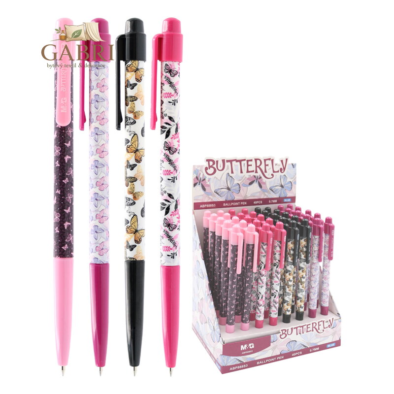 Pero kuličkové M&G Butterfly Collection 0,7 mm Motýl, modrá náplň (mix /cena 1ks)