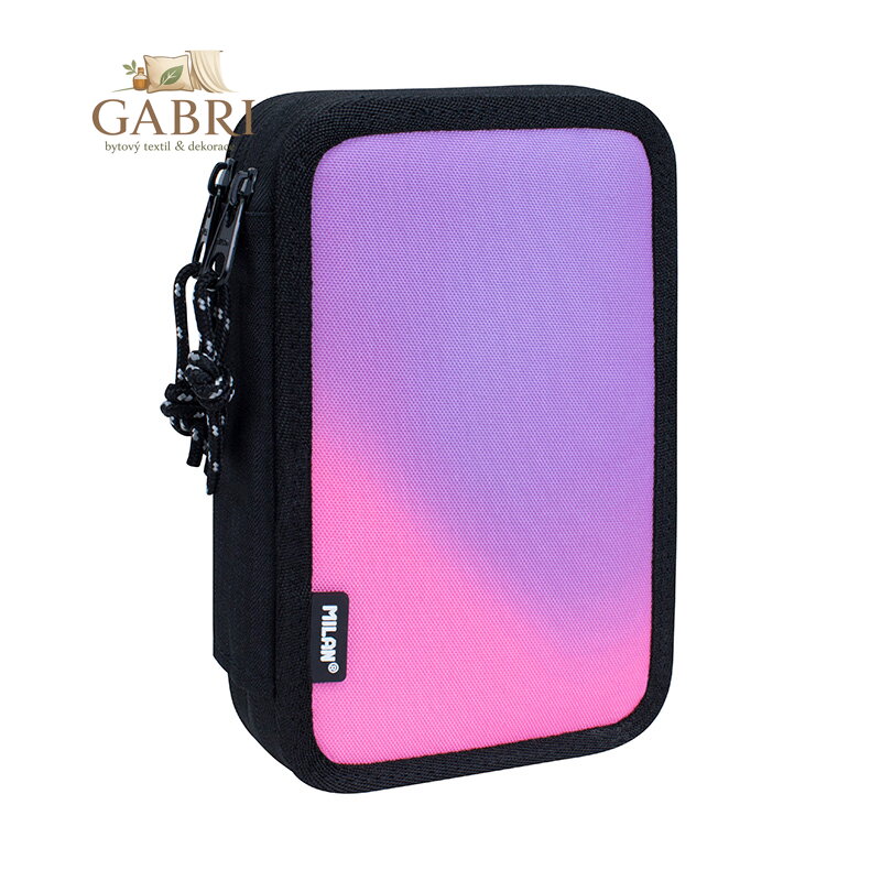 Penál MILAN Sunset - 2 patrový plný, černá-ružová