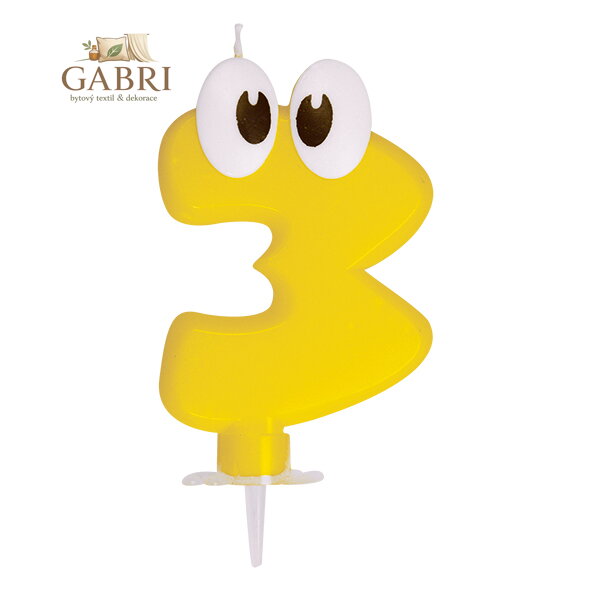 Číslová svíčka se stojánkem "3", 80 mm, 1ks