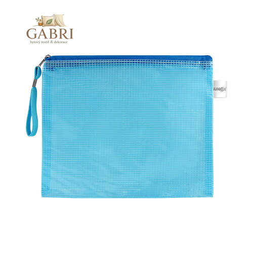 Síťovaná obálka se zipem PVC / A5, modrá