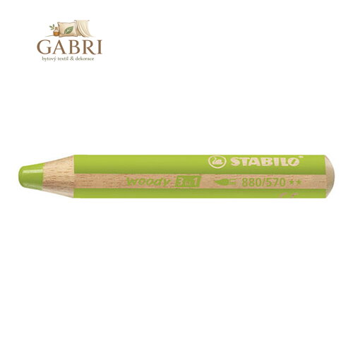 Pastelka STABILO woody 3 v 1 - barvička, vodovka, voskovka - světle zelená