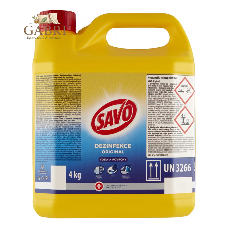 Savo Original dezinfekce vody a povrchů účinně odstraňuje 99,9% bakterií 4 kg