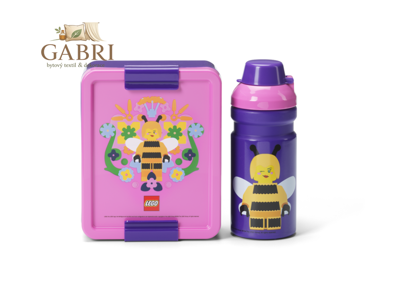 LEGO Bee svačinový set (láhev a box) - fialová