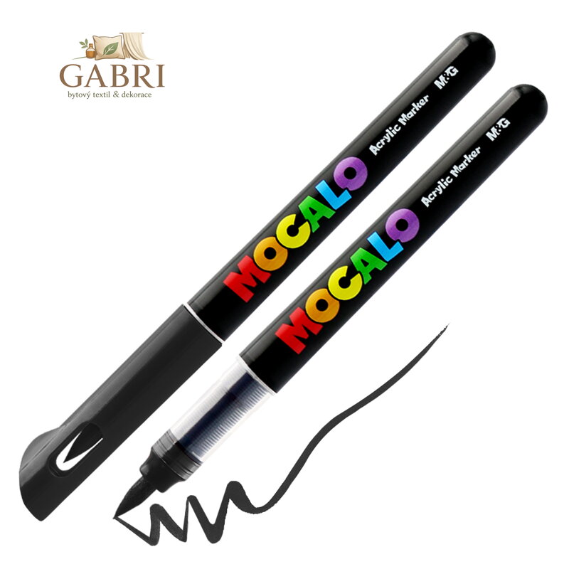 Popisovač M&G MOCALO Acrylic Marker, štětcový hrot - černý 901