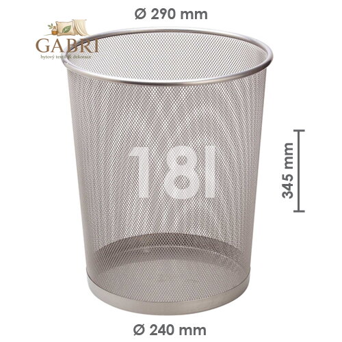 Koš drátěný na odpadky, stříbrný, 18 l
