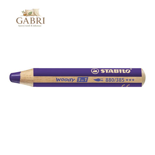 Pastelka STABILO woody 3 v 1 - barvička, vodovka, voskovka - fialová