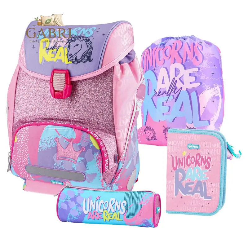Školní batoh - 4-dílný LOGIC SET - Unicorns are real