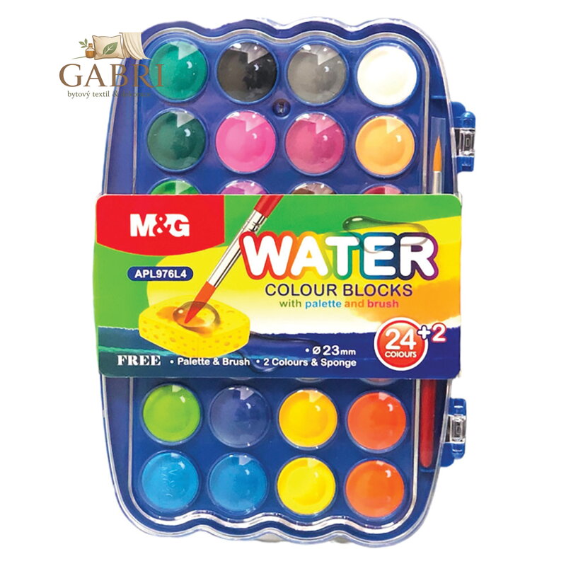 Barvy vodové 26 barev (23 mm) + paletka a štětec