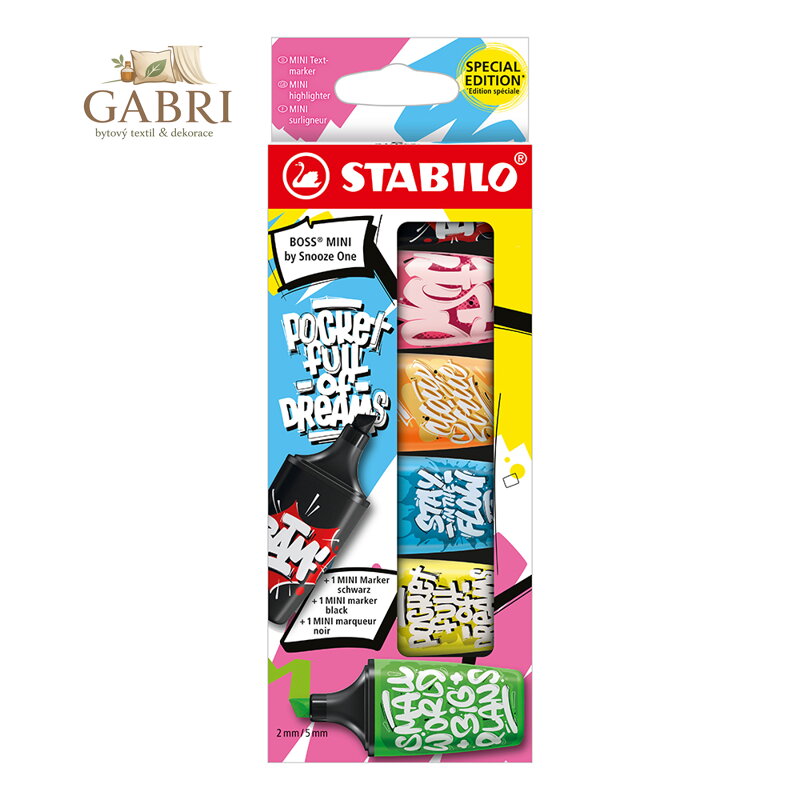 Zvýrazňovač STABILO BOSS MINI by Snooze One - sada 6 ks