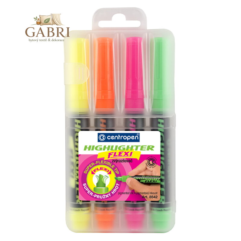 Popisovač CENTROPEN 8542 FLEXI NEON - sada 4 ks