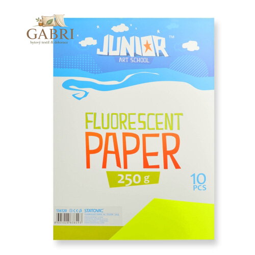 Dekorační papír A4 Fluo žlutý 250 g, sada 10 ks