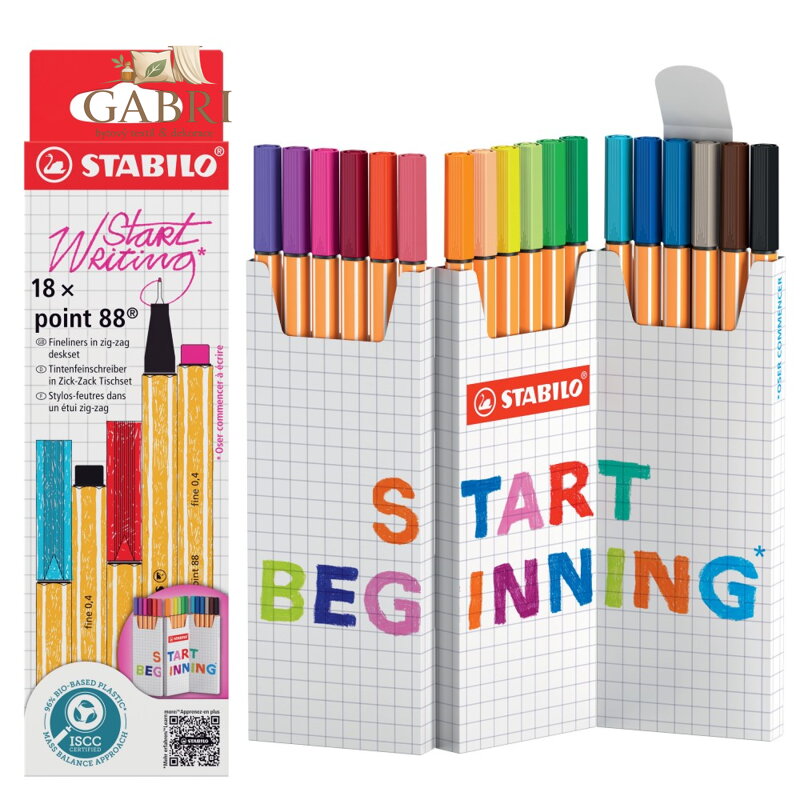 Jemný liner - STABILO point 88 - 18 ks Zick-Zack deskset - 18 různých barev