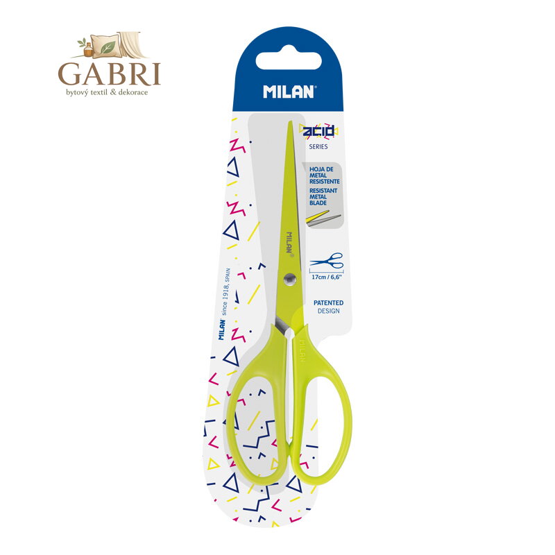 Nůžky MILAN kancelářské Acid Edition žluté - blistr