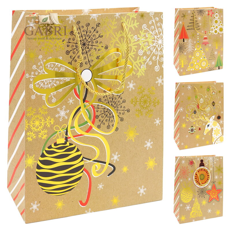 Dárková taška vánoční 9092 velikost XL 40 x 13 x 56 cm (mix 4 vzorů)