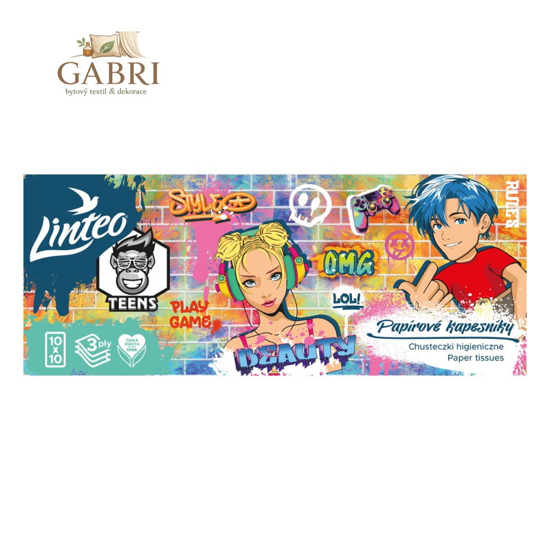 Hygienické kapesníky Linteo TEENS 10 x 10 ks (3 vrstvé)