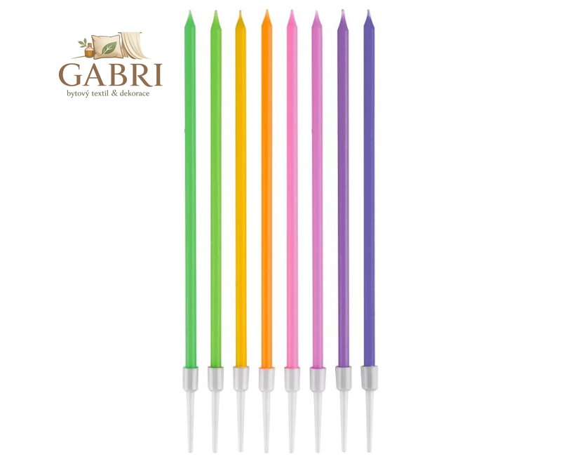 Svíčka dortová - Pastel mix barev 17 cm (8 ks)