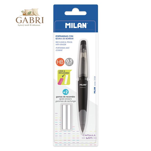 Mikrotužka / Pentelka MILAN Capsule Slim HB, 0.5 mm + 2 náhradní gumy