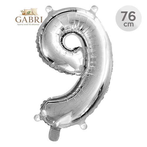 Balón narozeninový 76 cm - číslo 9, stříbrný