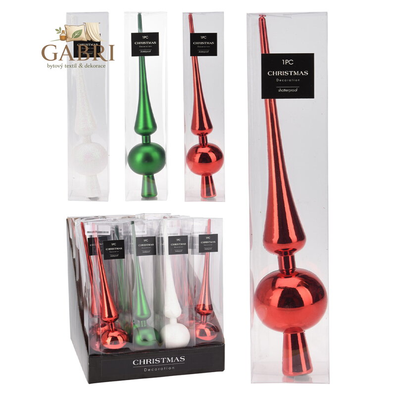 Špic na vánoční stromek 275 mm, tradiční barva mix (3 varianty)