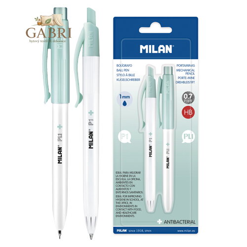 Pero kuličkové MILAN P1 Antibacterial 1,0 mm + mechanická tužka Antibacterial 0,7 mm