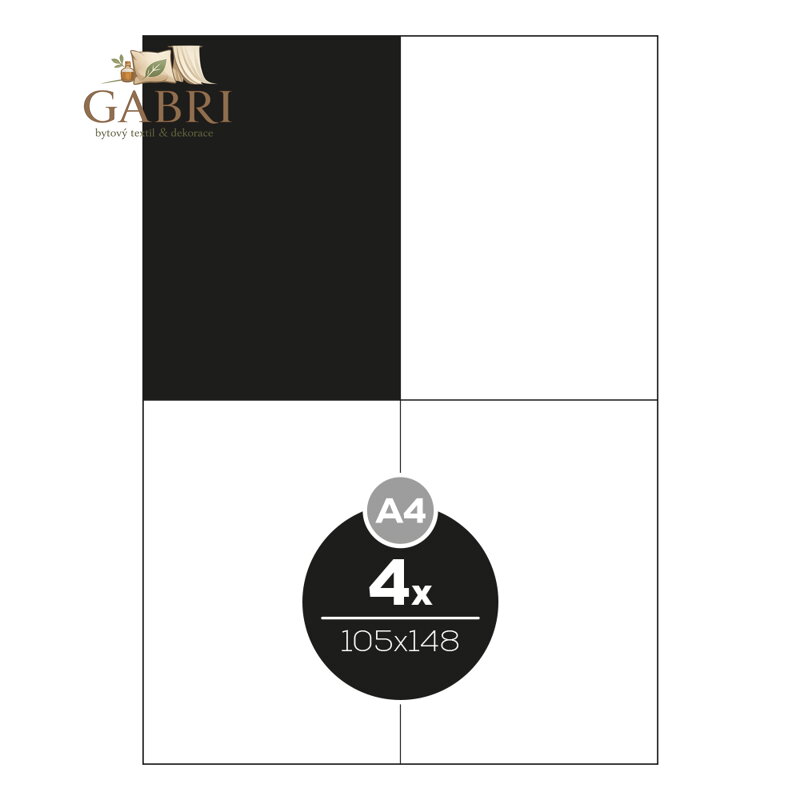 Etikety Top Stick A4/100 ks, 105x148 mm - 4 etikety, bílé