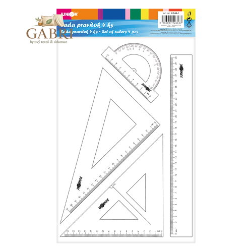 Sada pravítek - 4 ks, transparentní